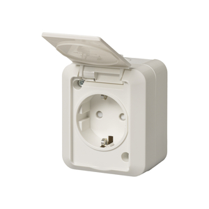 KOSTI 1-GANG SCHUKO SOCKET OUTLET IP54/55 SHUTTERED, SCREWLESS TERMINALS