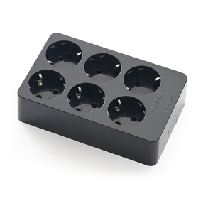 FAMATEL 6-GANG SOCKET OUTLET SCHUKO BLACK