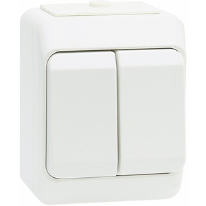 NORDIC 2-GANG 1-WAY SWITCH IP44 WHITE