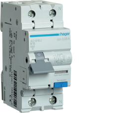 HAGER 1P+N B16 30MA A-TYPE RESIDUAL CURRENT CIRCUIT BREAKER WITH OVERCURRENT PROTECTION