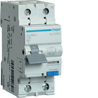 HAGER 1P+N C16 30MA A-TYPE RESIDUAL CURRENT CIRCUIT BREAKER WITH OVERCURRENT PROTECTION