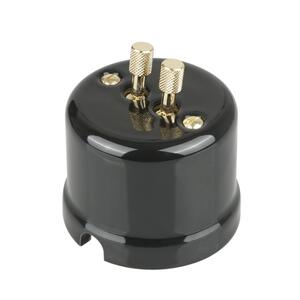 FND SURFACE 2-GANG 2-WAY SWITCH BLACK PORCELAIN TYPE 3