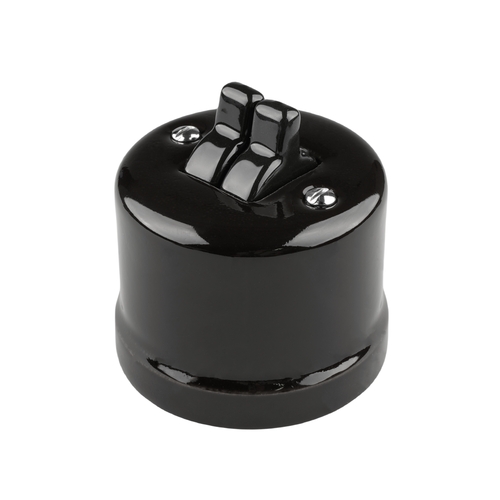 FND SURFACE DOUBLE PUSHBUTTON BLACK PORCELAIN TYPE 4