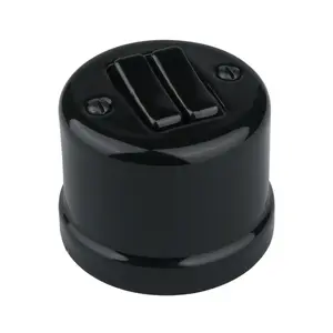 FND SURFACE 2-GANG 2-WAY ROCKER SWITCH BLACK PORCELAIN