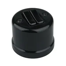 FND SURFACE DOUBLE PUSHBUTTON BLACK PORCELAIN