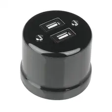 FND SURFACE DOUBLE USB CHARGER BLACK PORCELAIN