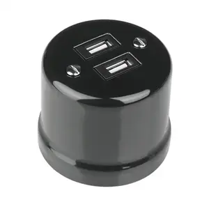 FND SURFACE DOUBLE USB CHARGER BLACK PORCELAIN