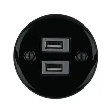 FND SURFACE DOUBLE USB CHARGER BLACK PORCELAIN