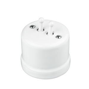 FND SURFACE DOUBLE PUSHBUTTON WHITE PORCELAIN TYPE 1