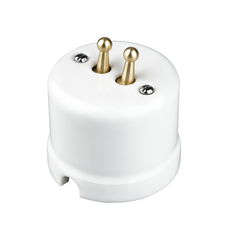 FND SURFACE 2-GANG 2-WAY SWITCH WHITE PORCELAIN TYPE 2