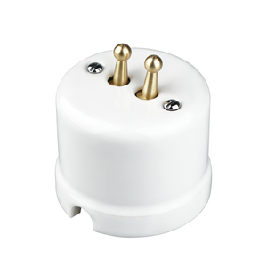 FND SURFACE DOUBLE PUSHBUTTON WHITE PORCELAIN TYPE 2