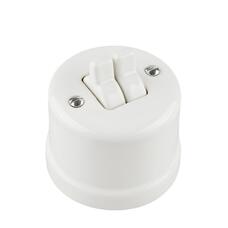 FND SURFACE 2-GANG 2-WAY SWITCH WHITE PORCELAIN TYPE 4