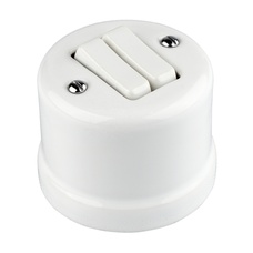 FND SURFACE DOUBLE PUSHBUTTON WHITE PORCELAIN