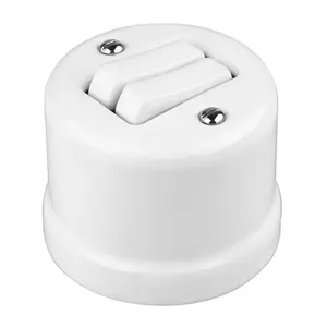 FND SURFACE 2-GANG 2-WAY ROCKER SWITCH WHITE PORCELAIN