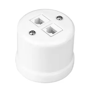 FND SURFACE 2XRJ45 CAT6 DATA OUTLET WHITE PORCELAIN