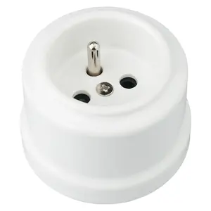 FND SURFACE SINGLE FRENCH SOCKET-OUTLET SHUTTERED WHITE PORCELAIN