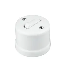 FND SURFACE PUSH SWITCH WHITE PORCELAIN