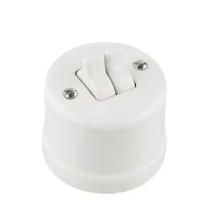 FND SURFACE DOUBLE PUSHBUTTON WHITE PORCELAIN TYPE 4