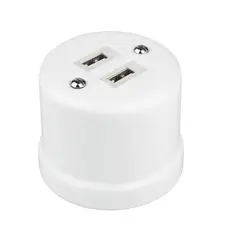 FND SURFACE DOUBLE USB CHARGER WHITE PORCELAIN