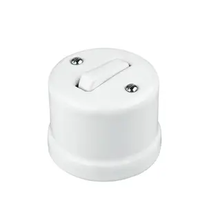 FND SURFACE 1-POLE/TWO-WAY ROCKER SWITCH WHITE PORCELAIN