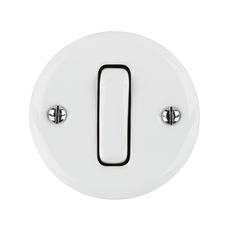 FND SURFACE PUSH SWITCH WHITE PORCELAIN