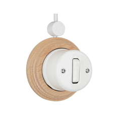 FND SURFACE PUSH SWITCH WHITE PORCELAIN