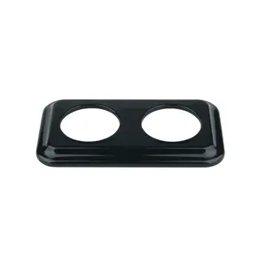 FND 2-GANG SQUARE FRAME BLACK PORCELAIN