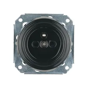 FND FRENCH SINGLE SOCKET-OUTLET SHUTTERED BLACK PORCELAIN