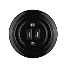 FND DOUBLE USB CHARGER BLACK PORCELAIN