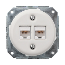 FND 2XRJ45 CAT6 DATA OUTLET WHITE PORCELAIN