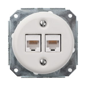 FND 2XRJ45 CAT6 DATA OUTLET WHITE PORCELAIN