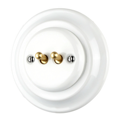 FND DOUBLE PUSHBUTTON WHITE PORCELAIN TYPE 2