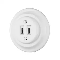 FND DOUBLE USB CHARGER WHITE PORCELAIN