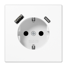 JUNG LS WHITE SOCKET OUTLET WITH 2X USB A + C