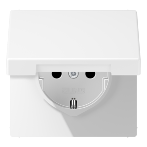 JUNG LS WHITE MATT SCHUKO SOCKET OUTLET WITH LID IP44 
