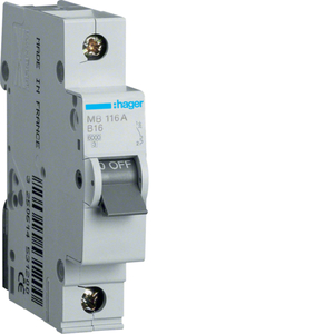 HAGER 1P B16 MINIATURE CIRCUIT BREAKER