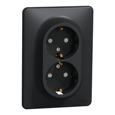 SEDNA DESIGN & ELEMENTS ANTHRACITE 2-GANG SOCKET OUTLET WITH COVER