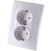 SEDNA - DOUBLE SOCKET-OUTLET WITH SIDE EARTH - 16A SHUTTERS, WHITE