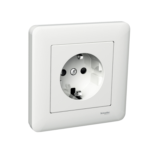 EXXACT SINGLE SOCKET-OUTLET EARTHED SCREWLESS FULL COVER WHITE