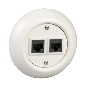 RENOVA CAT6 2XRJ45 DATA OUTLET WHITE