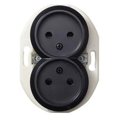 RENOVA DOUBLE SOCKET OUTLET WITHOUT EARTH BLACK
