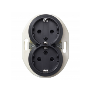 RENOVA DOUBLE SOCKET OUTLET BLACK