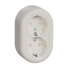 RENOVA SURFACE DOUBLE SOCKET-OUTLET WITH SCREWLESS TERMINALS WHITE