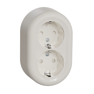 RENOVA SURFACE DOUBLE SOCKET-OUTLET WITH SCREWLESS TERMINALS WHITE